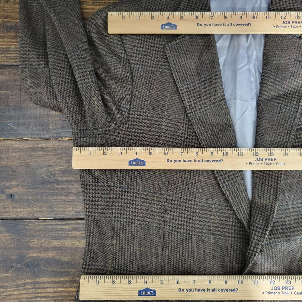 VTG JOS A BANK Men's Sport Coat Blazer Two Button Brown Plaid Wool Size 46R‎